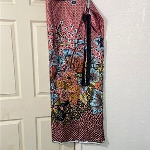 Handmade Wraparound Floral Patterned Skirt Vibrant Colors Rhinestone flowers